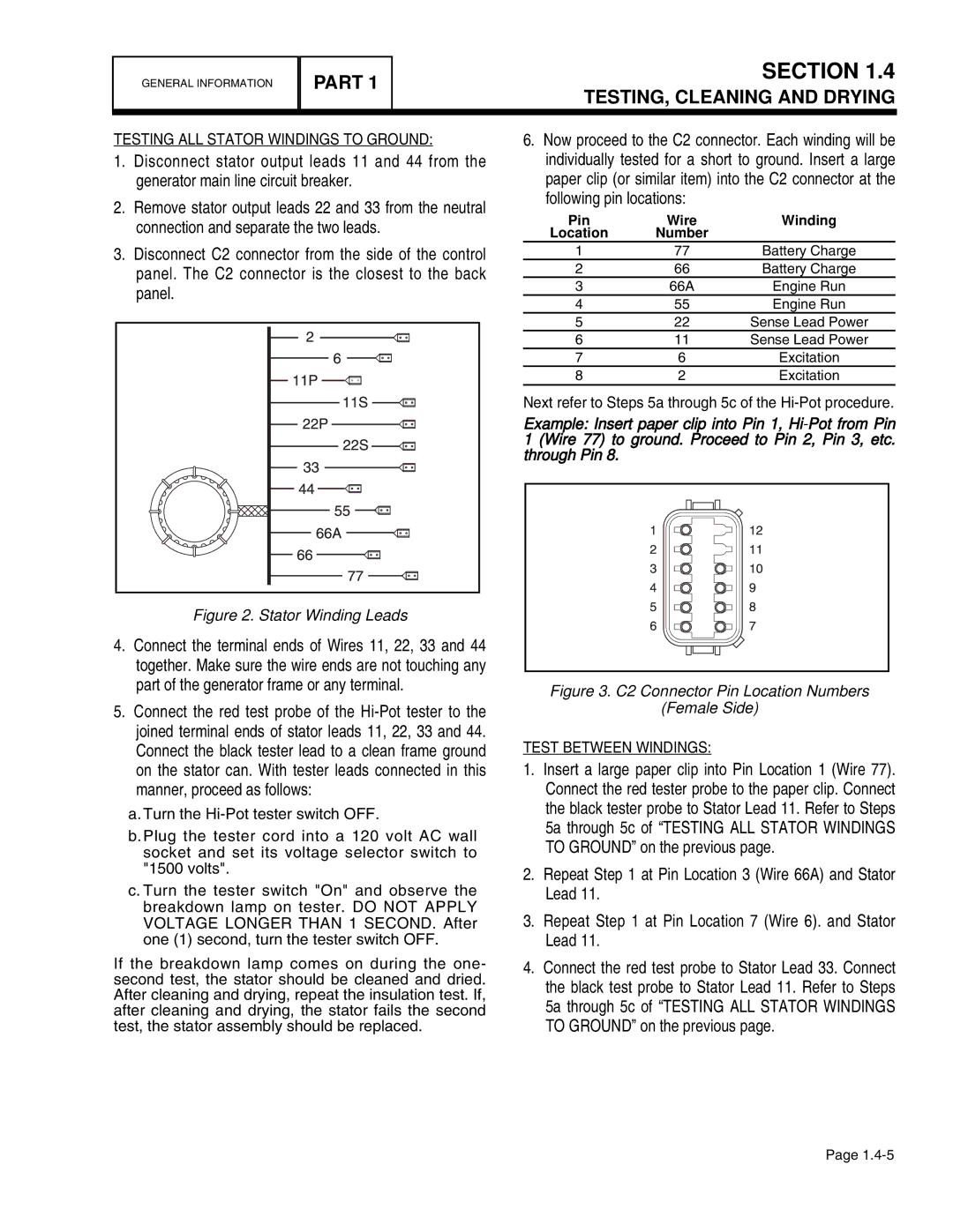 Guardian Technologies 4456, 4390, 4389, 4760, 4759, 4758 manual Testing ALL Stator Windings to Ground, Test Between Windings 