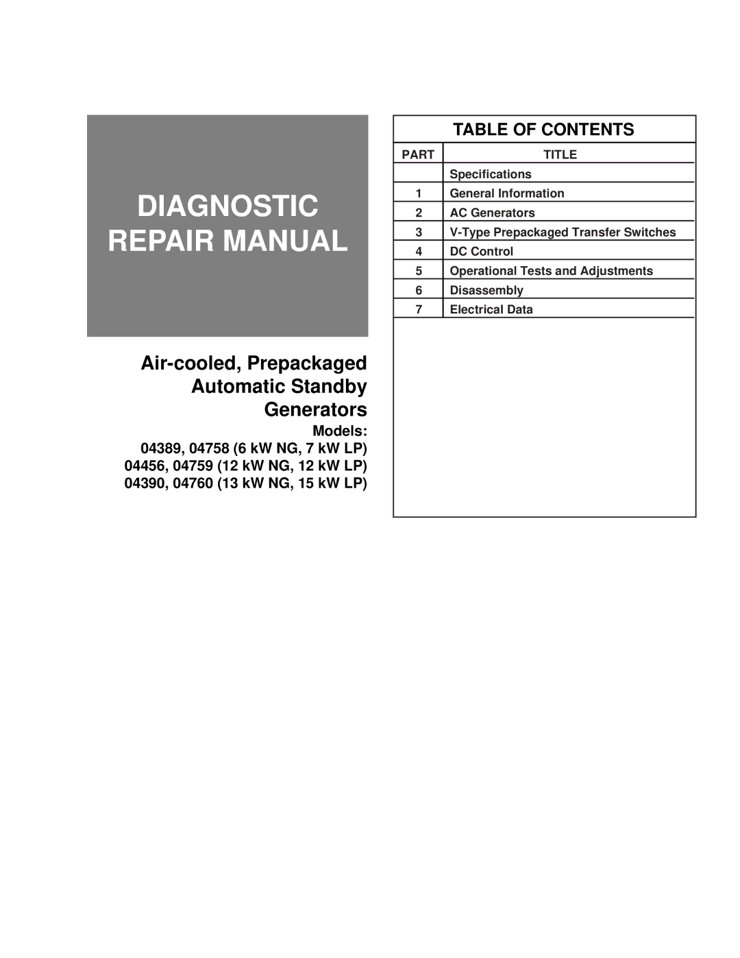 Guardian Technologies 4389, 4456, 4390, 4760, 4759, 4758 manual Diagnostic Repair Manual 