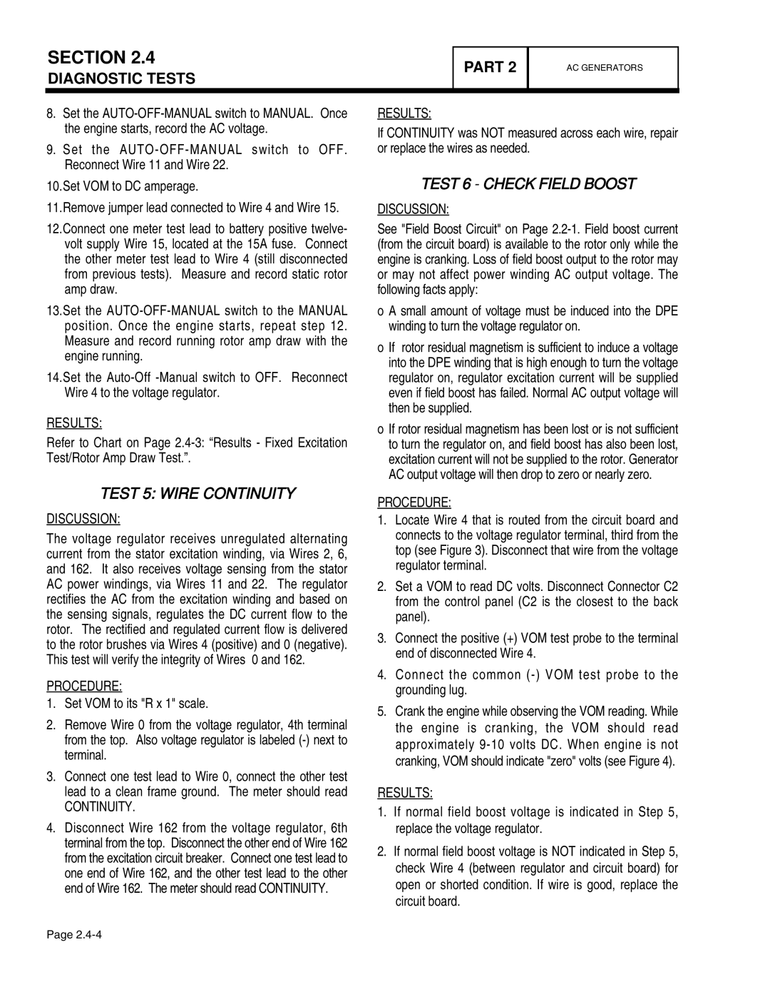 Guardian Technologies 4760, 4456, 4390, 4389, 4759, 4758 manual Test 5 Wire Continuity, Test 6 Check Field Boost 