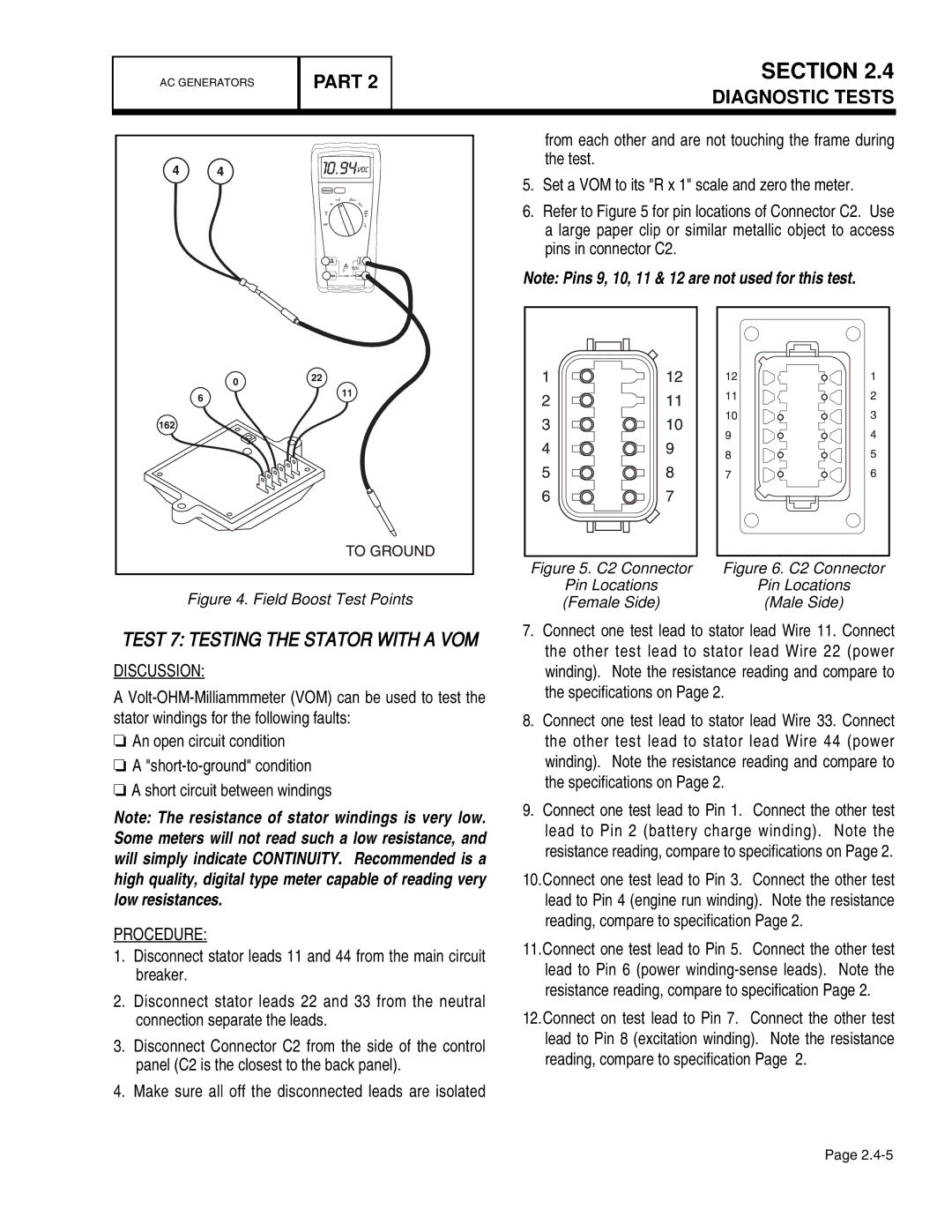 Guardian Technologies 4759, 4456, 4390, 4389, 4760, 4758 manual Test 7 Testing the Stator with a VOM 