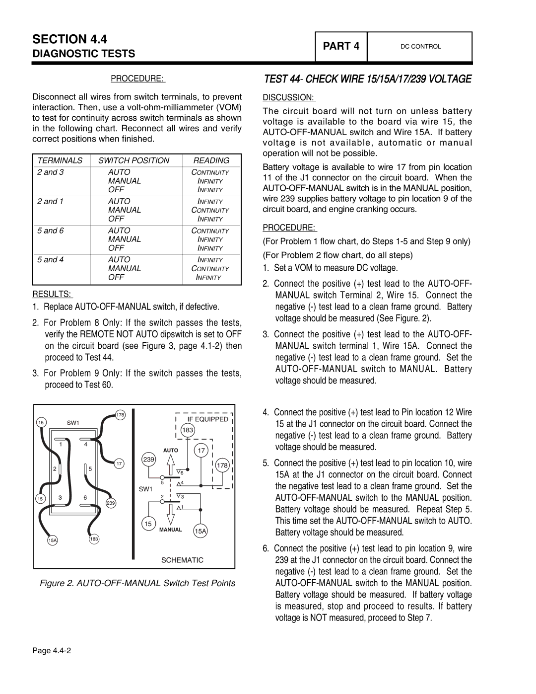 Guardian Technologies 4760, 4456, 4390, 4389 Replace AUTO-OFF-MANUAL switch, if defective, Set a VOM to measure DC voltage 