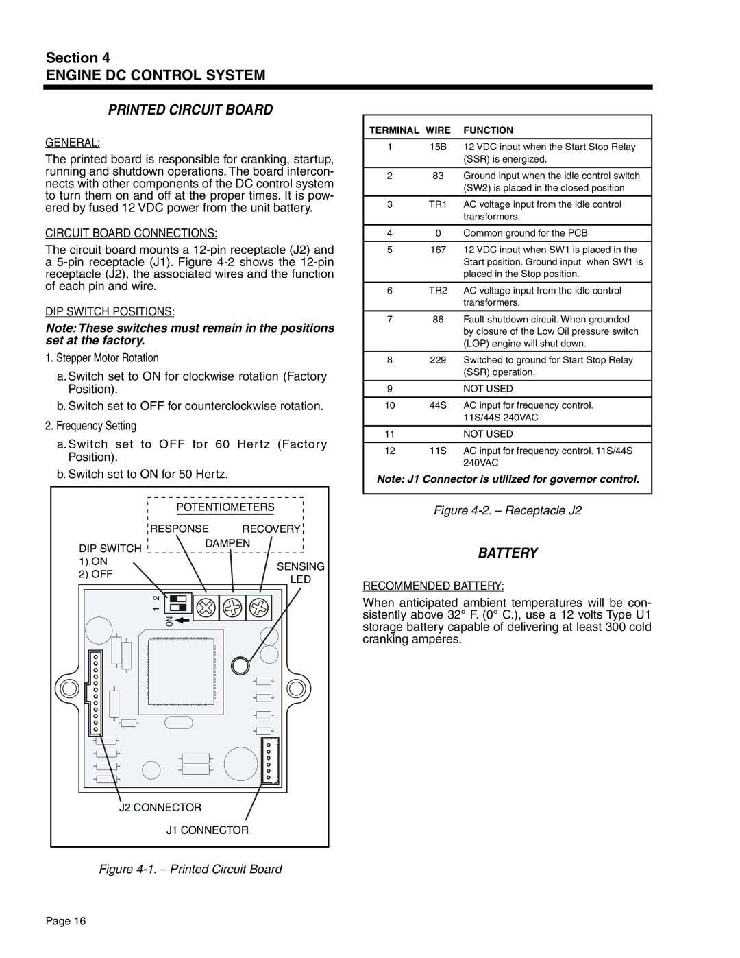 Guardian Technologies 4583, 4582 & 4987, 5308 Printed Circuit Board, Circuit Board Connections, Recommended Battery 