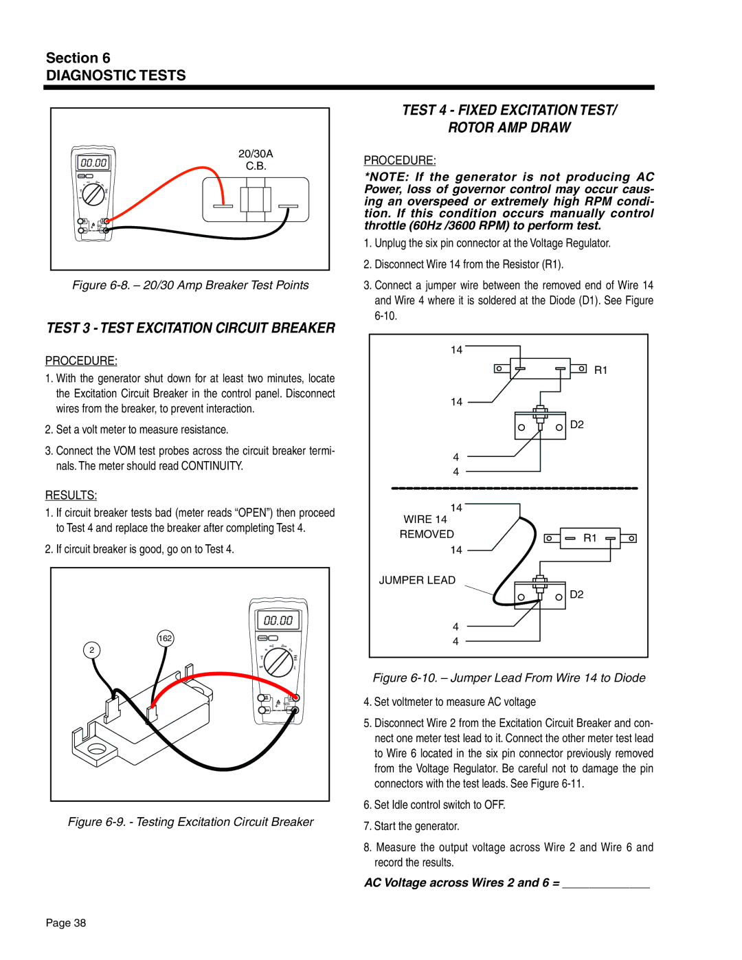 Guardian Technologies 4582 & 4987 Test 4 Fixed Excitation Test Rotor AMP Draw, If circuit breaker is good, go on to Test 