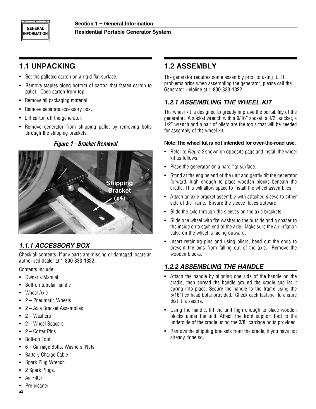 Guardian Technologies 5209 owner manual Unpacking, Assembly, Accessory BOX, Assembling the Wheel KIT, Assembling the Handle 