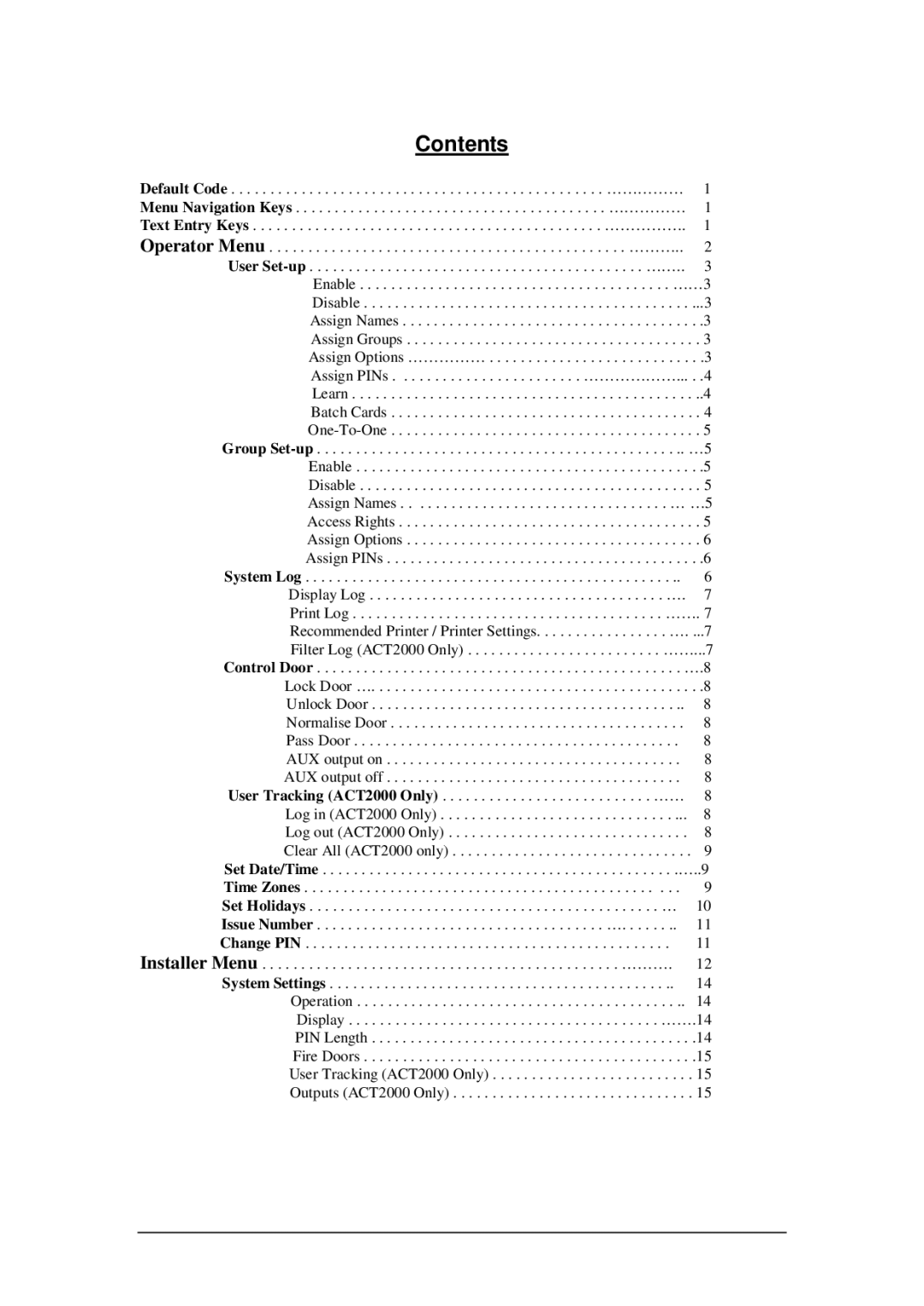 Guardian Technologies ACT1000, ACT2000 installation instructions Contents 