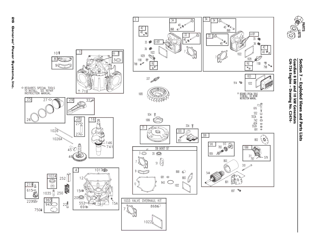 Guardian Technologies C2369 manual Exploded Views and Parts Lists 