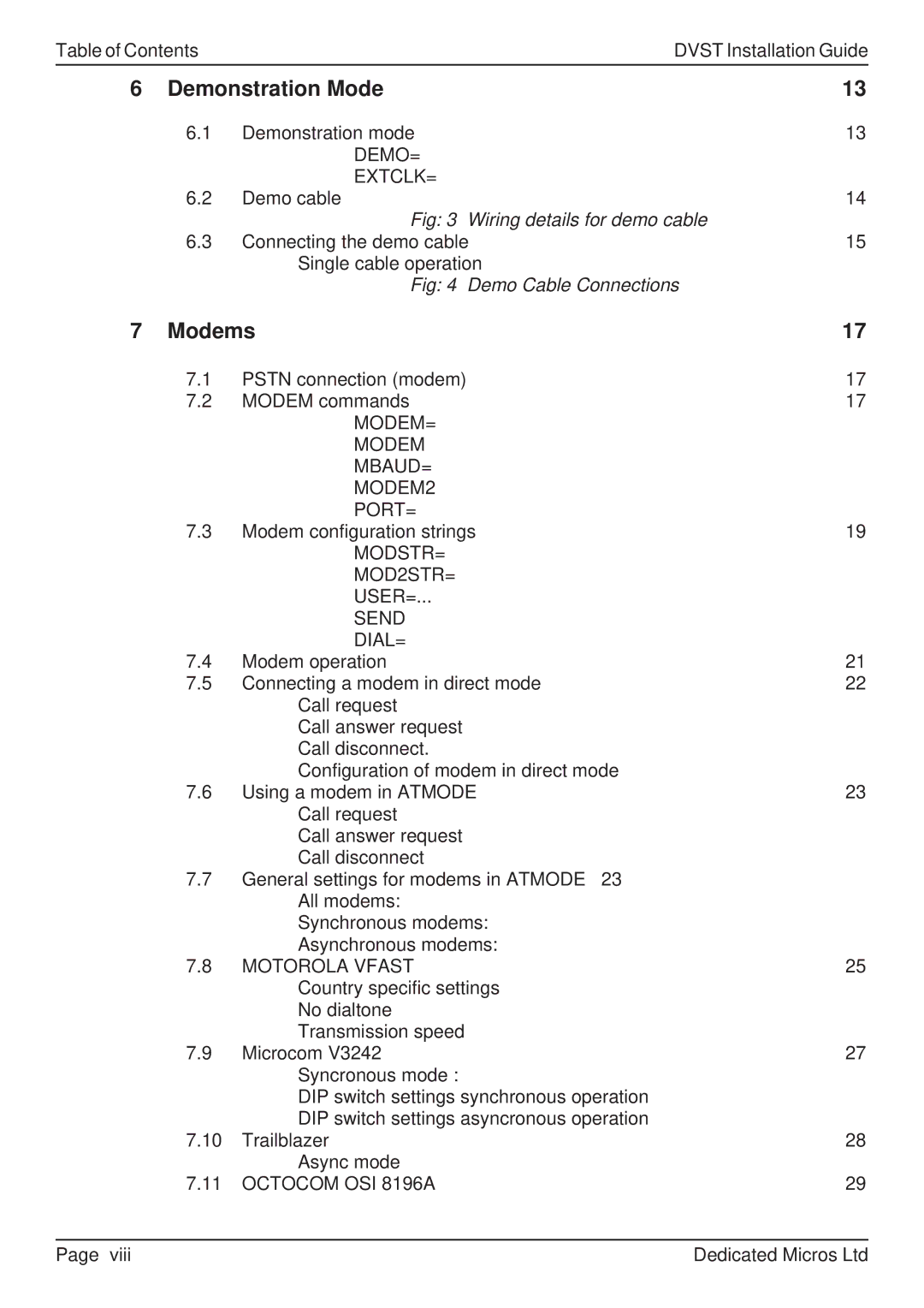 Guardian Technologies DVST, DFT 150/175 manual Demonstration Mode, Modems 