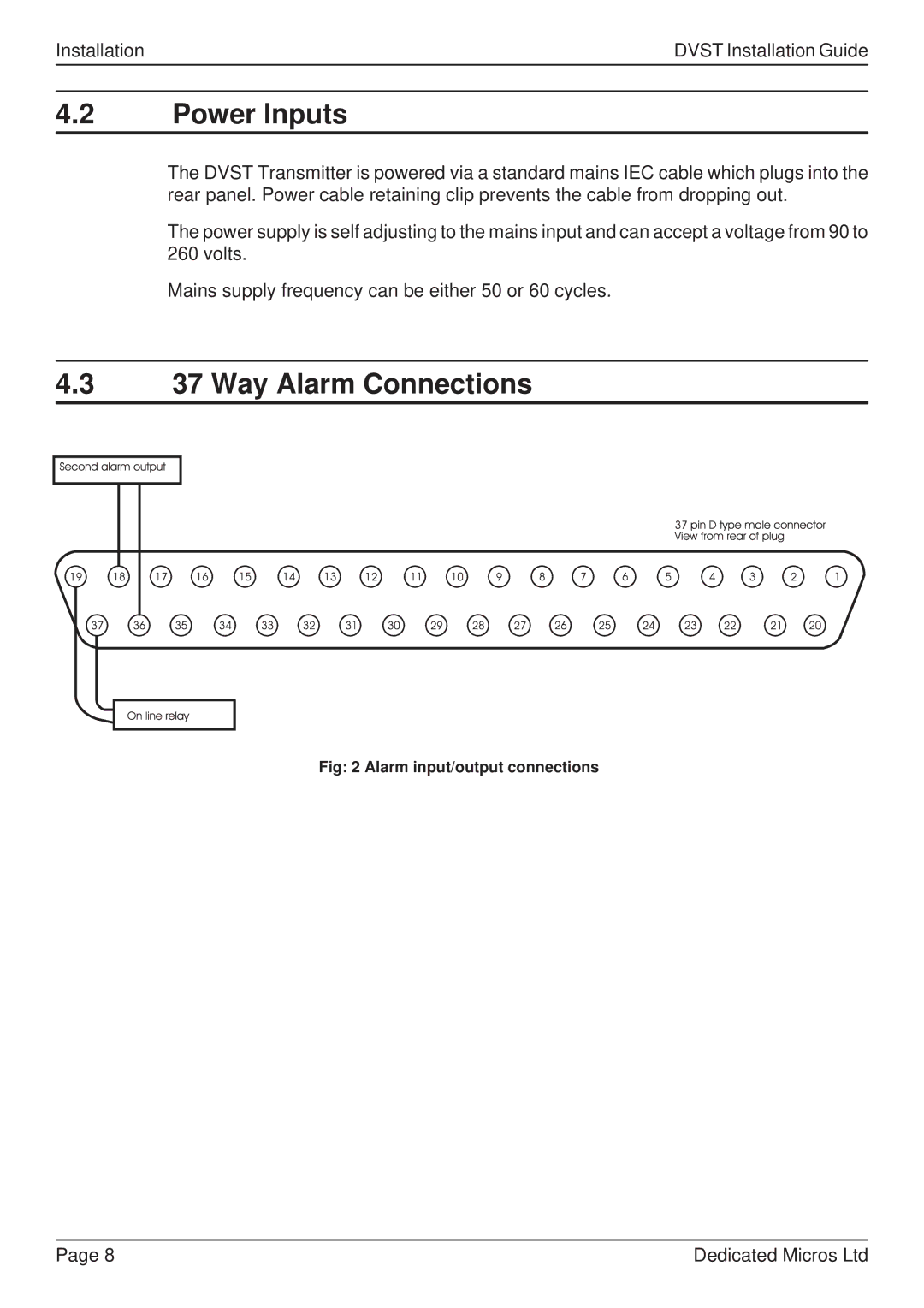 Guardian Technologies DVST, DFT 150/175 manual Power Inputs, Way Alarm Connections 