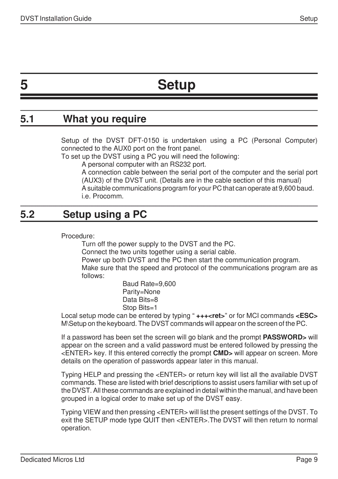 Guardian Technologies DFT 150/175, DVST manual 5Setup, What you require, Setup using a PC 