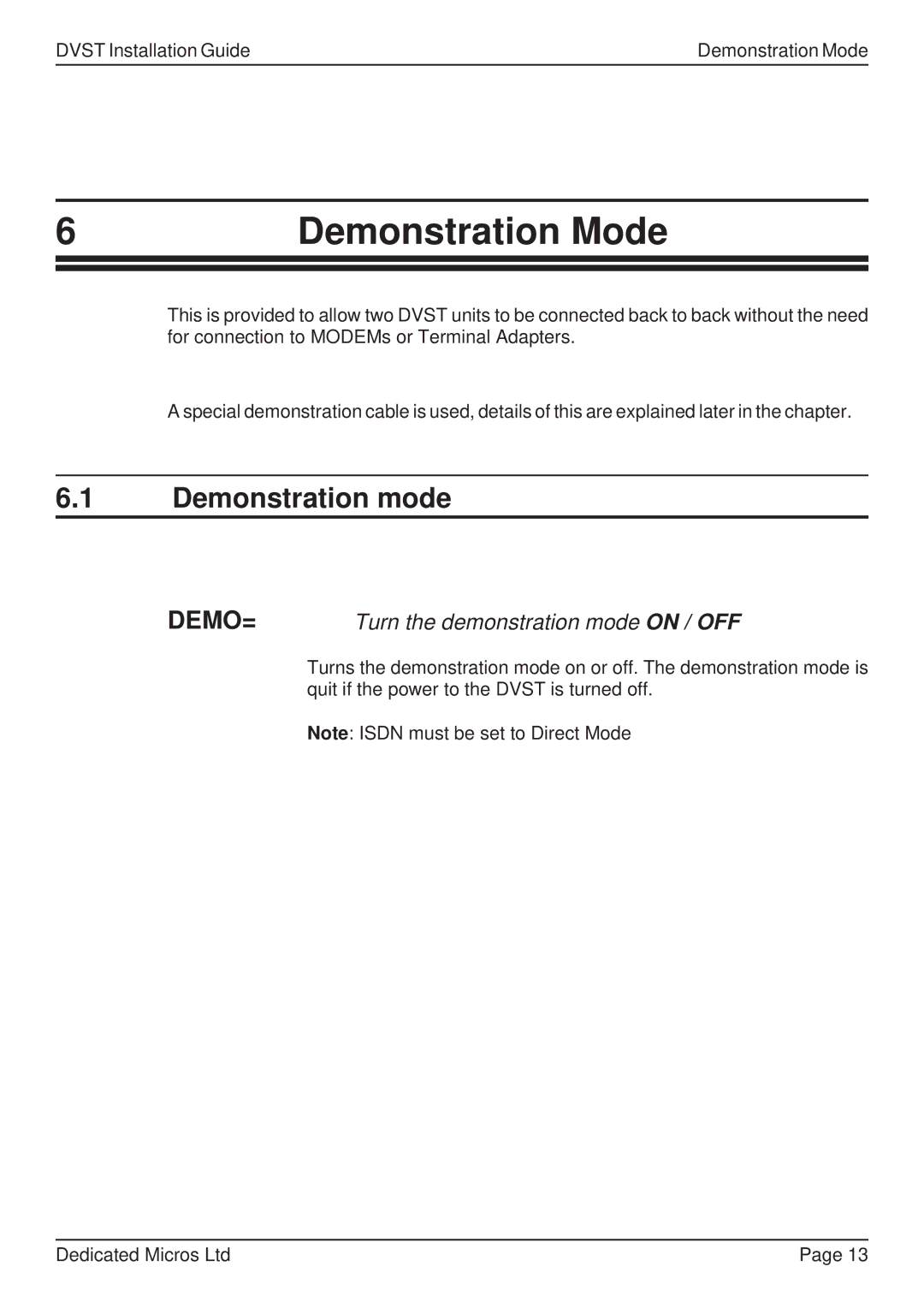 Guardian Technologies DFT 150/175, DVST manual Demonstration Mode, Demonstration mode 