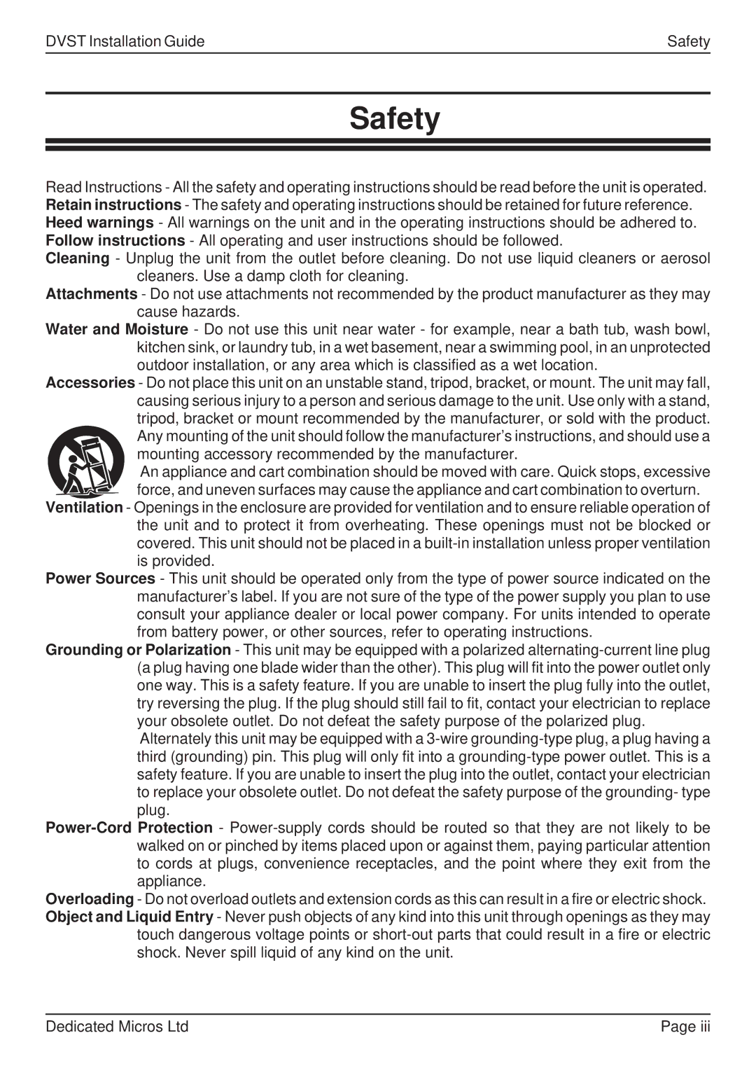 Guardian Technologies DFT 150/175, DVST manual Safety 