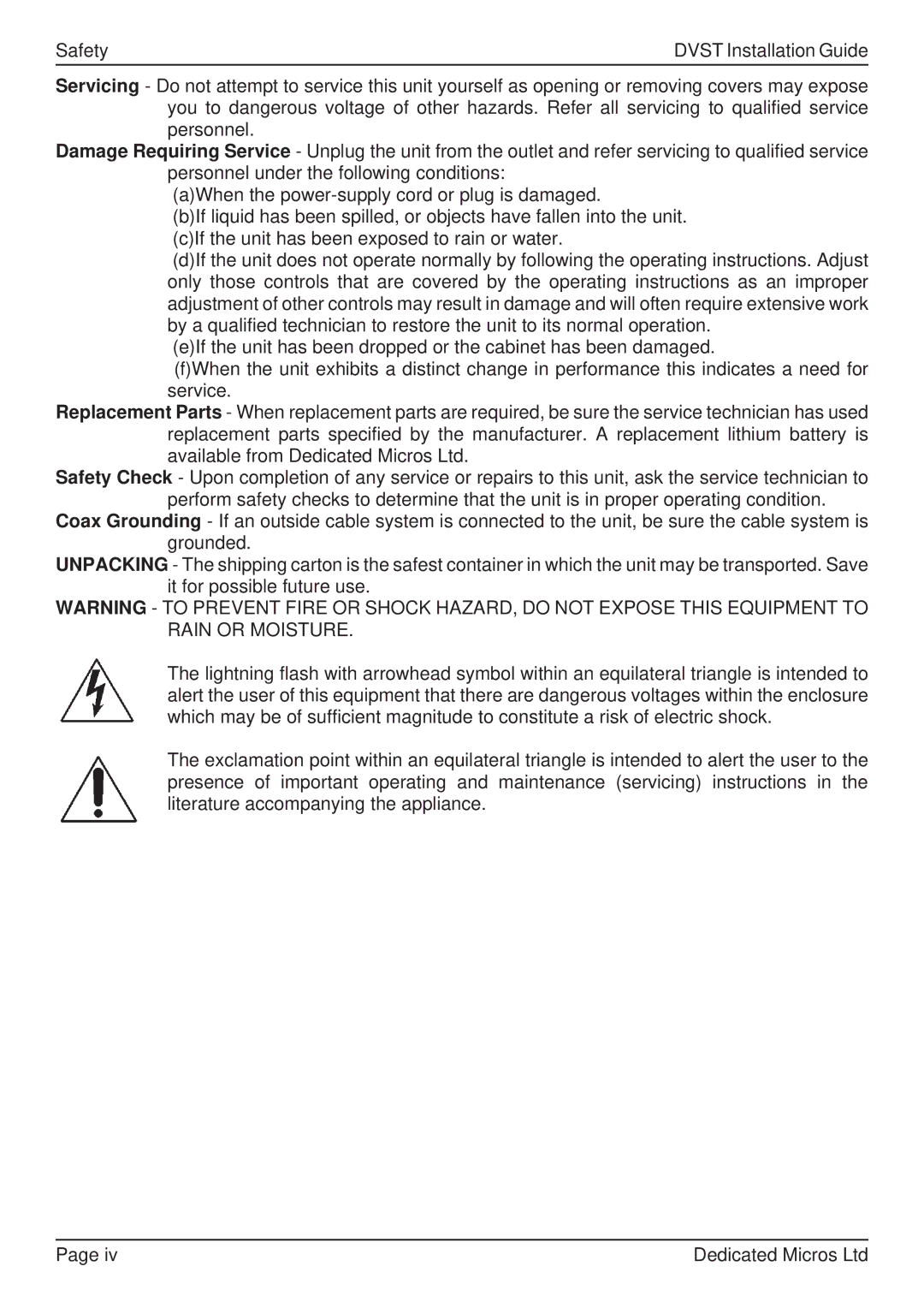 Guardian Technologies DVST, DFT 150/175 manual 