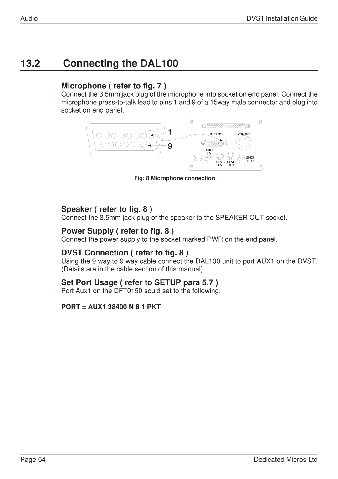 Guardian Technologies DVST, DFT 150/175 manual Connecting the DAL100 