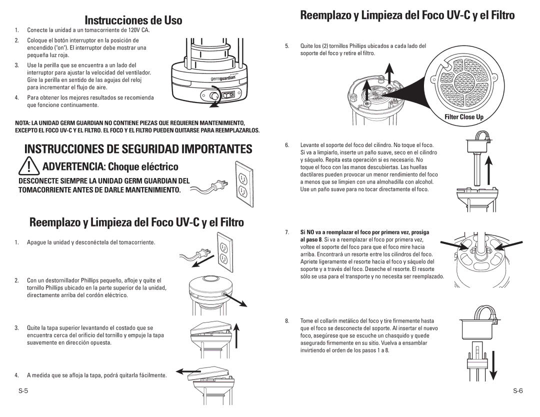 Guardian Technologies EV9102 warranty Instrucciones de Uso, Instrucciones de Seguridad Importantes 