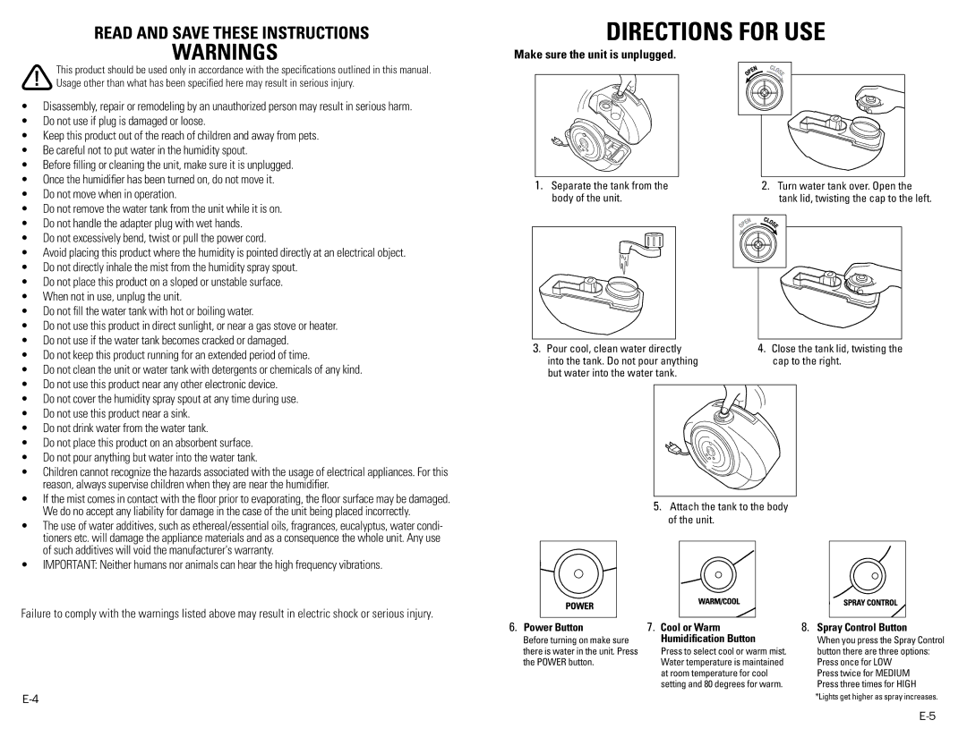 Guardian Technologies H1600 warranty Make sure the unit is unplugged, Power Button 