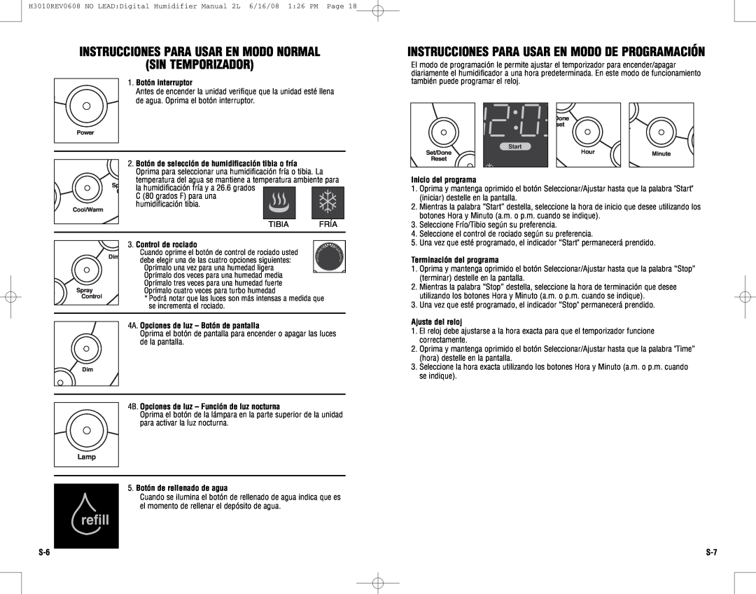 Guardian Technologies H3010 warranty Instrucciones Para Usar En Modo Normal, Sin Temporizador 
