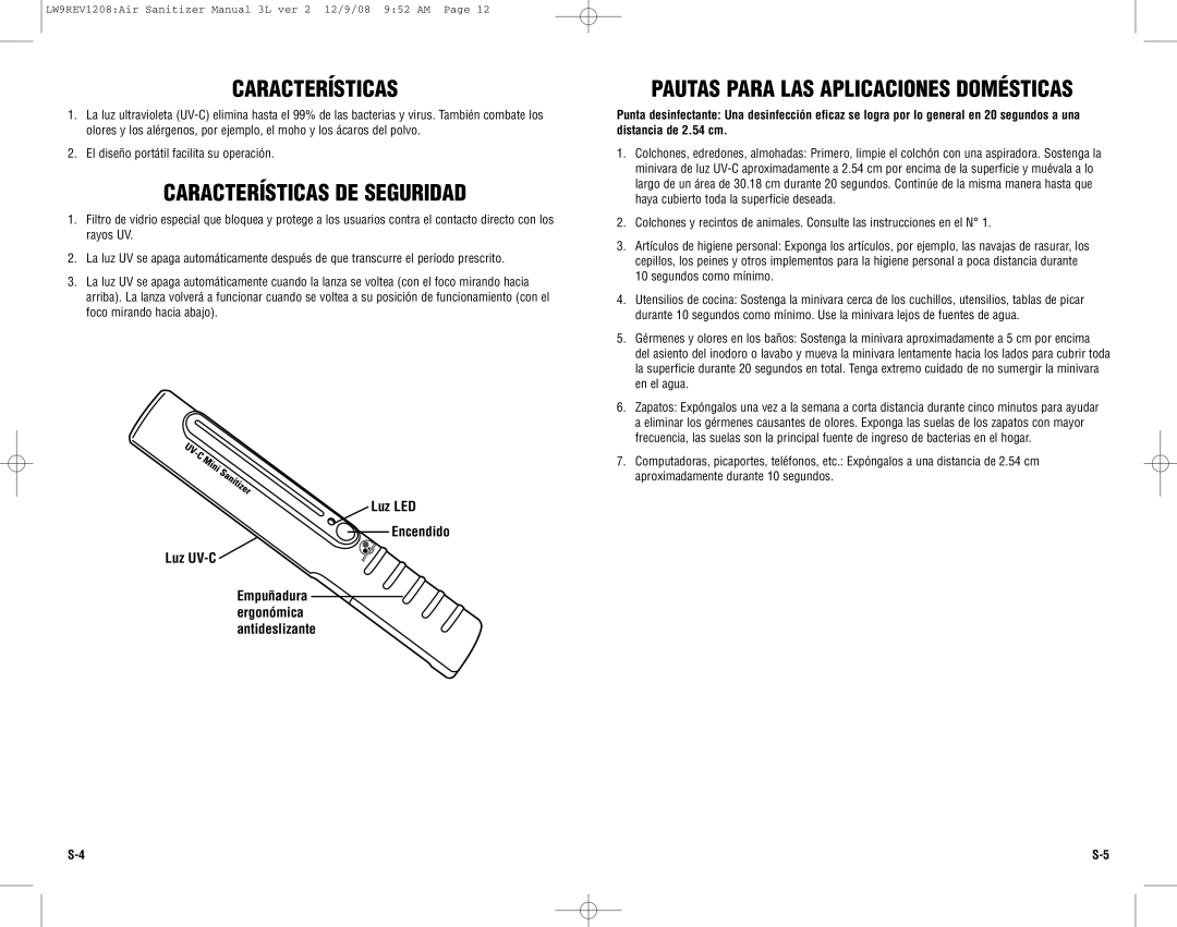 Guardian Technologies LW9 warranty Características DE Seguridad, Pautas Para LAS Aplicaciones Domésticas 