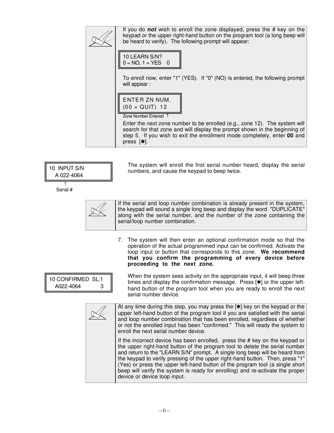 Guardian Technologies N7001V2, VISTA-40 installation instructions Confirmed SL1 