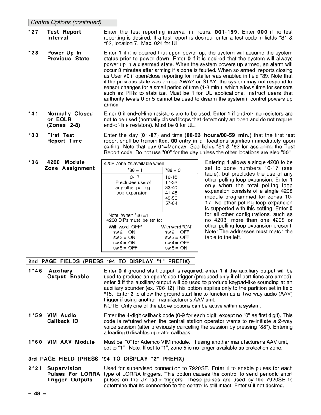 Guardian Technologies N7001V2 Power Up, Previous State, Normally Closed, Or Eolr, Zones, First Test, Report Time, 48 Ð 