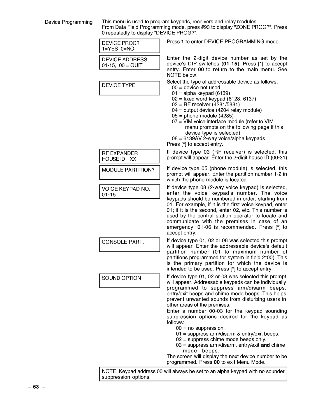 Guardian Technologies VISTA-40, N7001V2 installation instructions Device PROG?, 63 Ð 