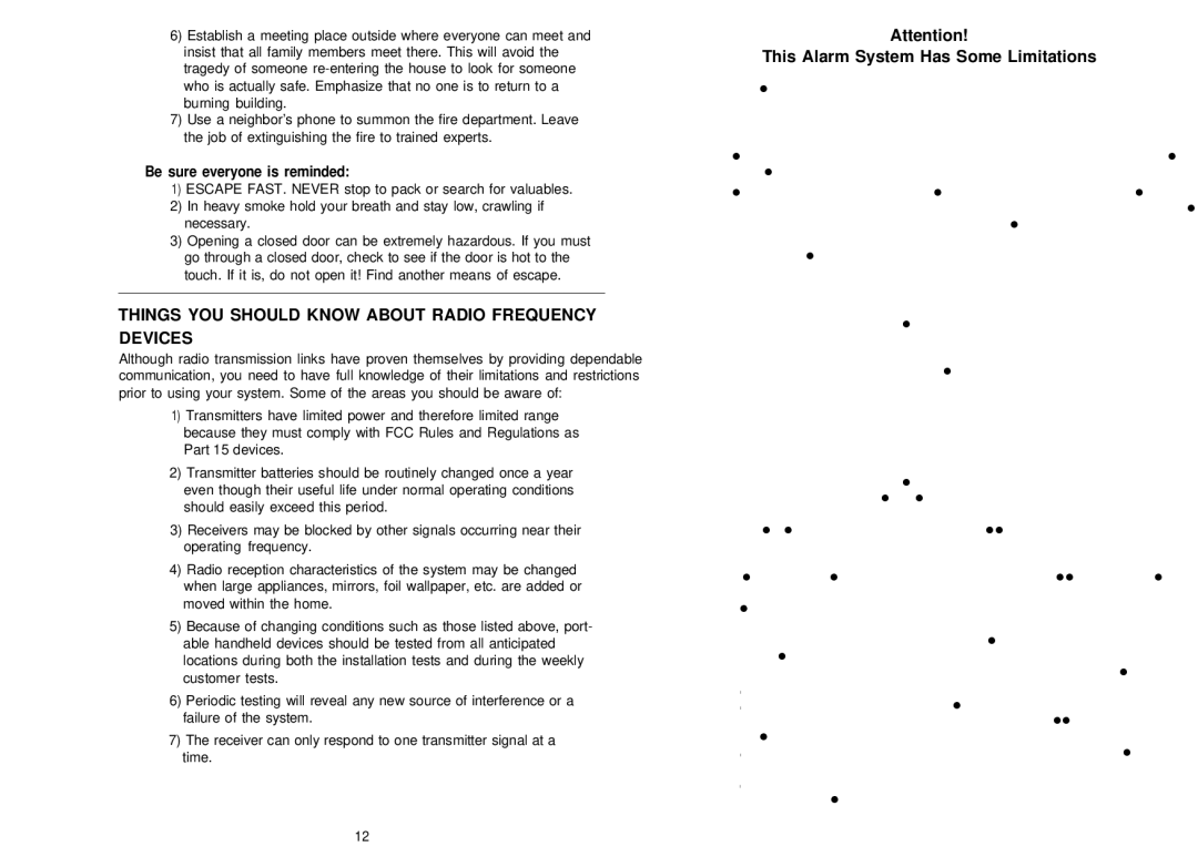 Guardian Technologies PN 8402 Things YOU should Know about Radio Frequency Devices, This Alarm System Has Some Limitations 