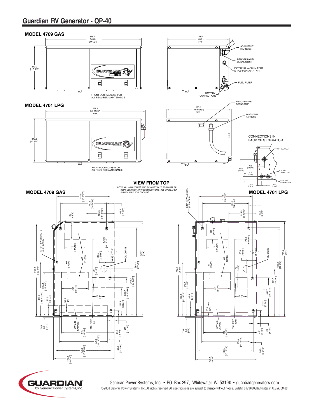 Guardian Technologies manual Guardian RV Generator QP-40 