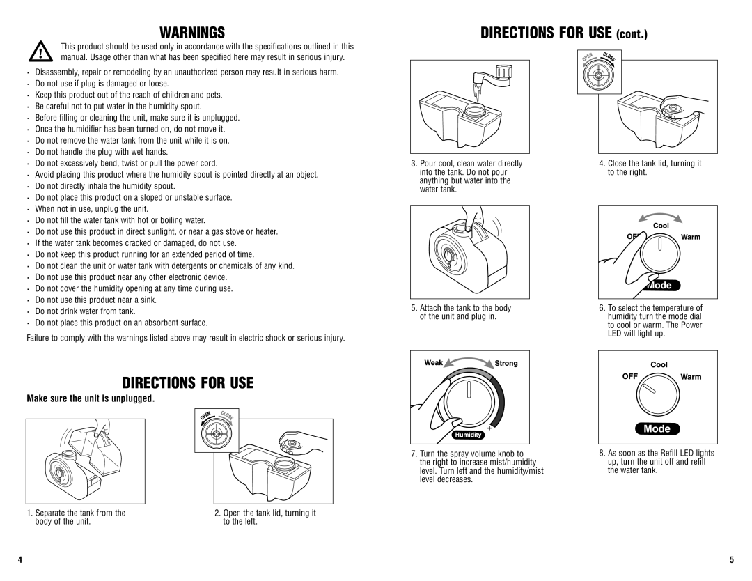 Guardian Technologies R2000 warranty Directions for USE 