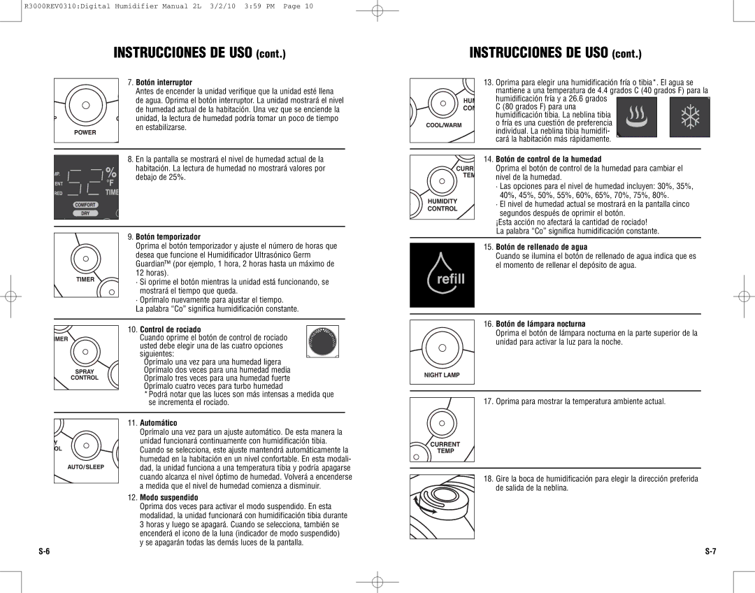 Guardian Technologies R3000 warranty Instrucciones DE USO 