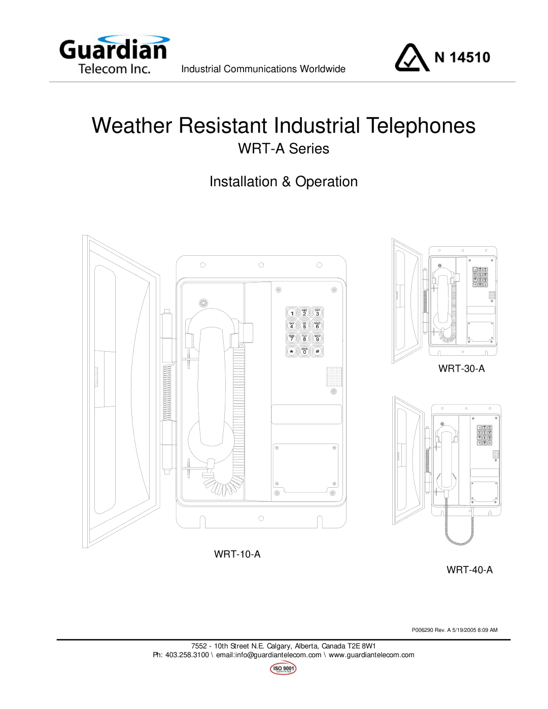 Guardian Technologies WRT-30-A, WRT-10-A, WRT-40-A manual Weather Resistant Industrial Telephones 