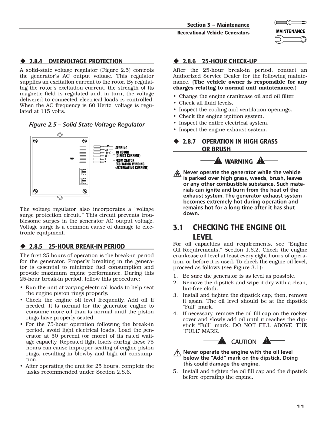 Guardian Technologies 004702-0, 004703-0, 004704-0, 004705-0, 004706-0, 004707-0 owner manual Checking the Engine OIL Level 