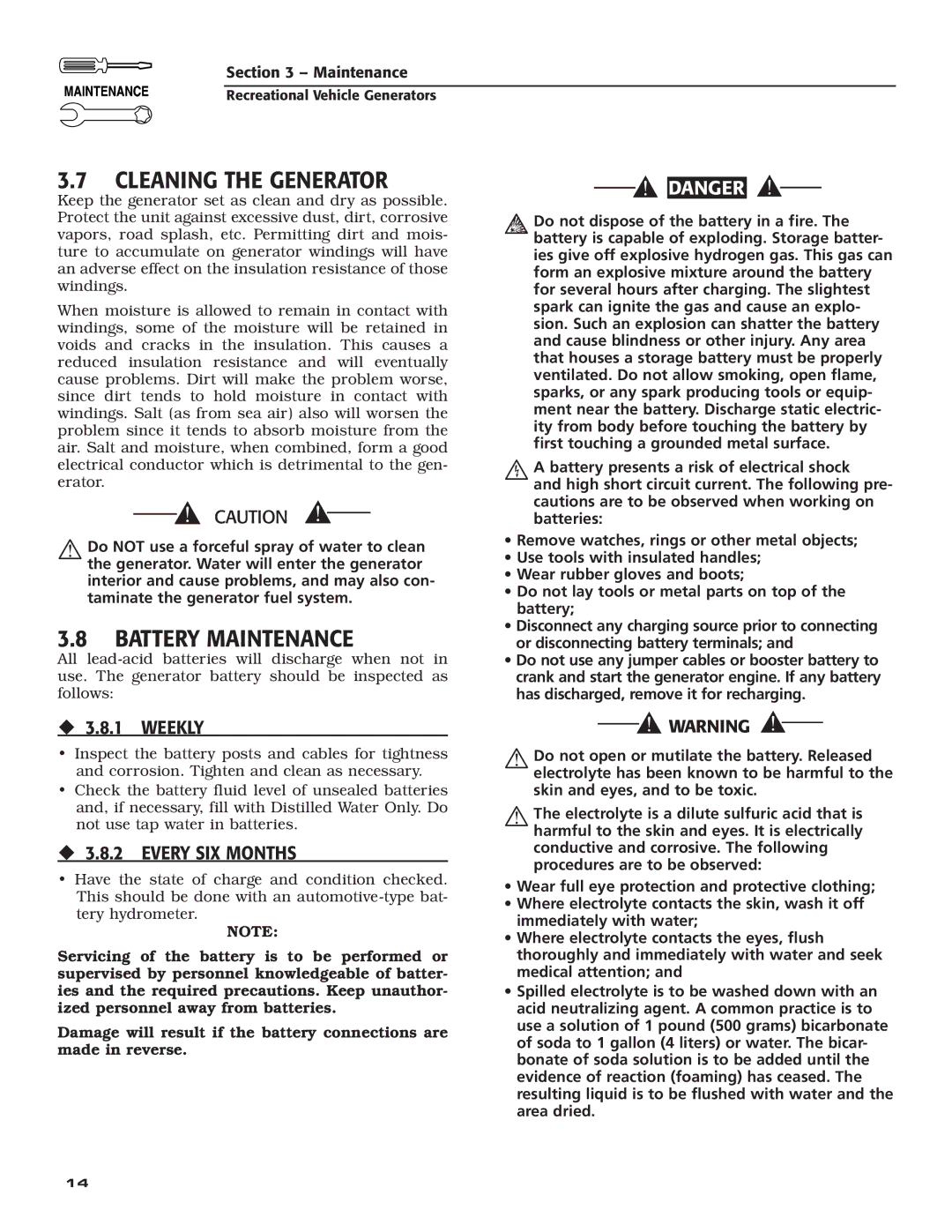 Guardian Technologies 004702-0, 004703-0, 004704-0, 004705-0, 004706-0, 004707-0 Cleaning the Generator, ‹ 3.8.1 Weekly 