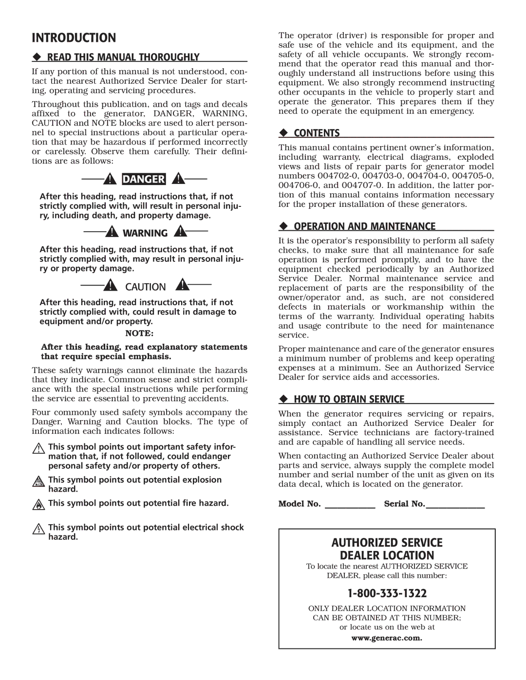 Guardian Technologies 004702-0, 004703-0, 004704-0, 004705-0, 004706-0, 004707-0 owner manual Introduction, ‹ Contents 