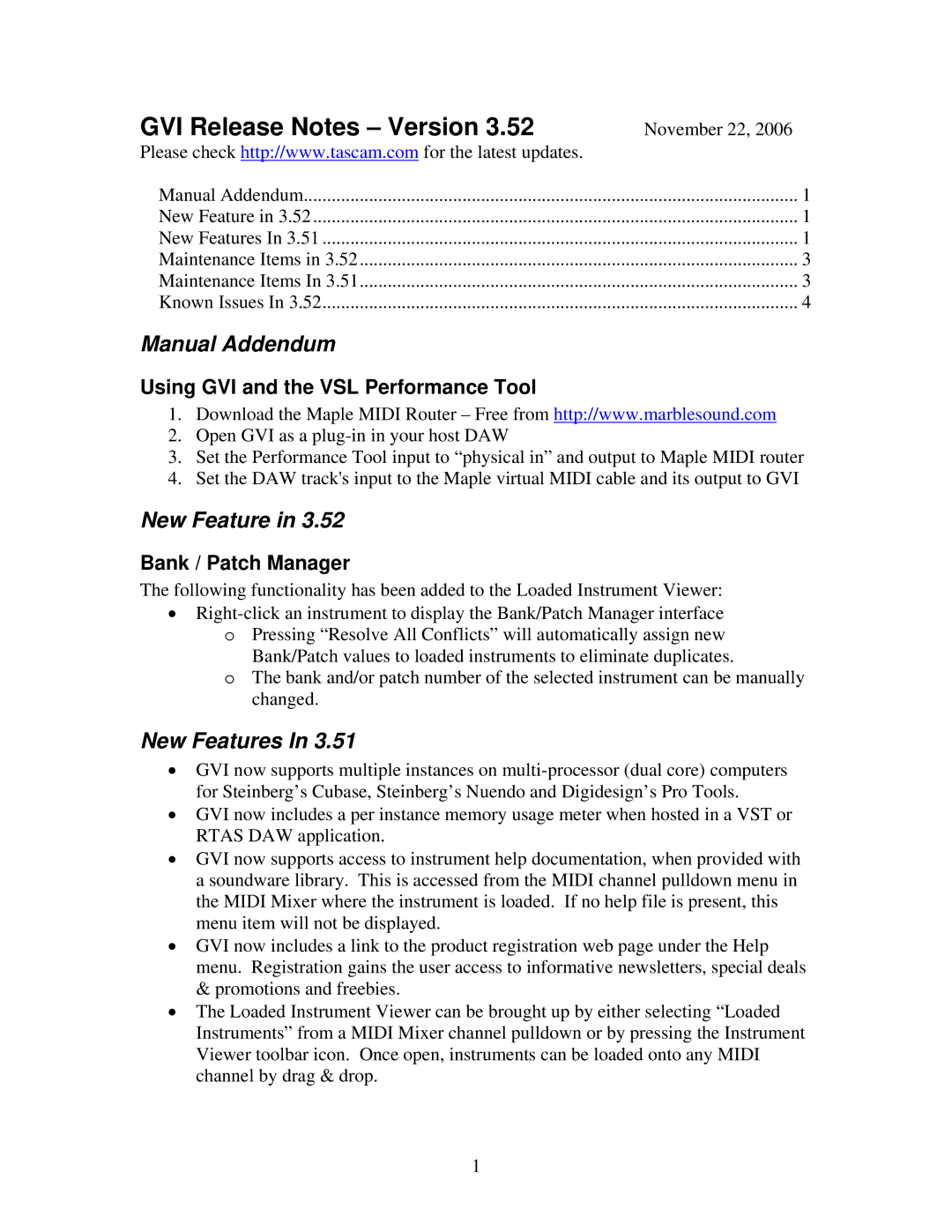 GVision 3.52 manual Manual Addendum, New Features 