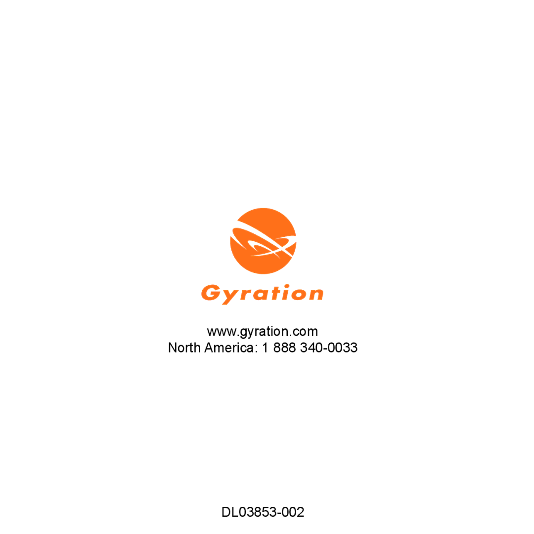 Gyration GYM1100NA quick start North America 1 888 DL03853-002 