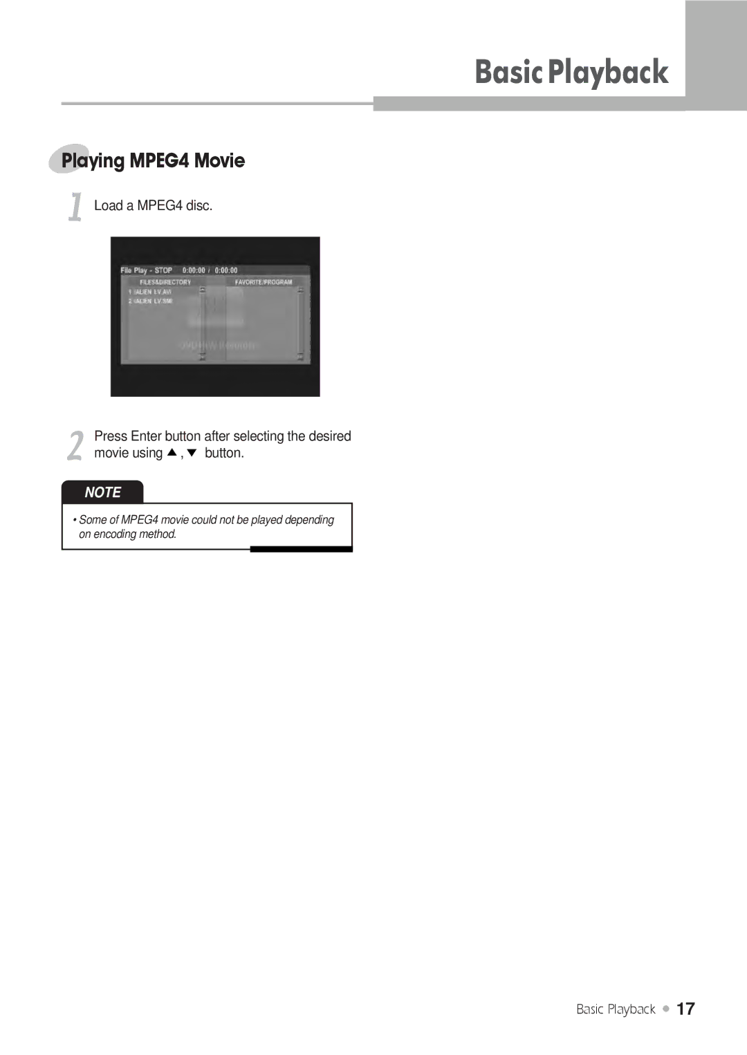 H & B DRX-430 manual Playing MPEG4 Movie, Load a MPEG4 disc, Movie using , button 