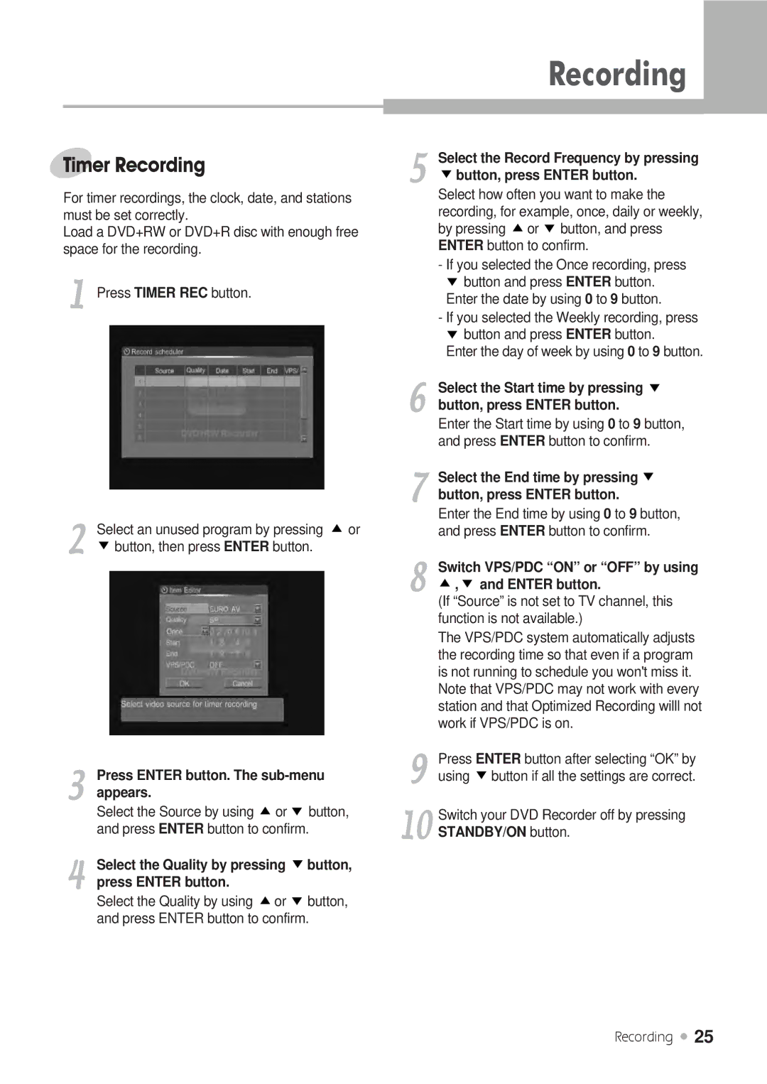 H & B DRX-430 manual Timer Recording 