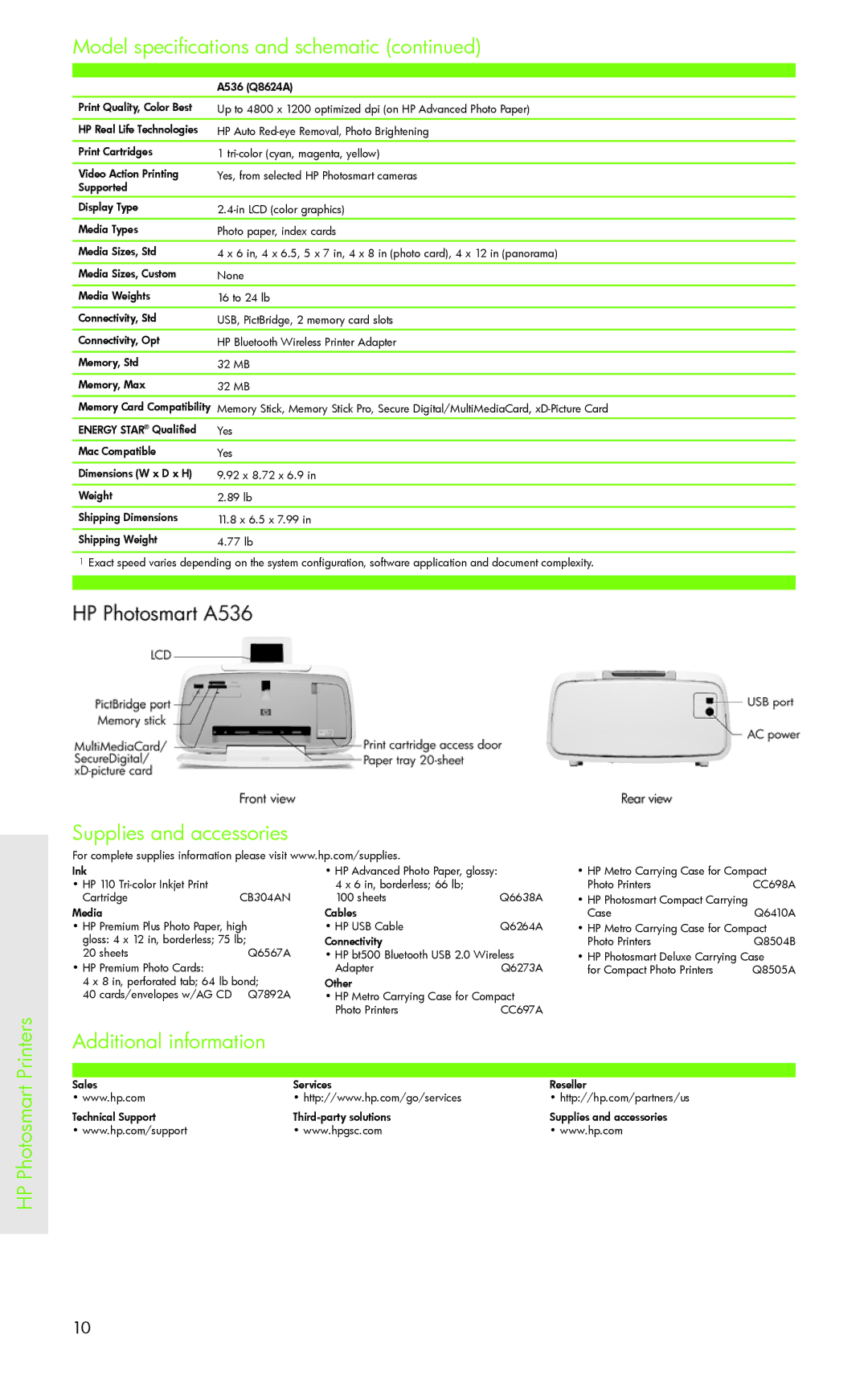 H-P Products PRO 8500 manual Supplies and accessories, Additional information 