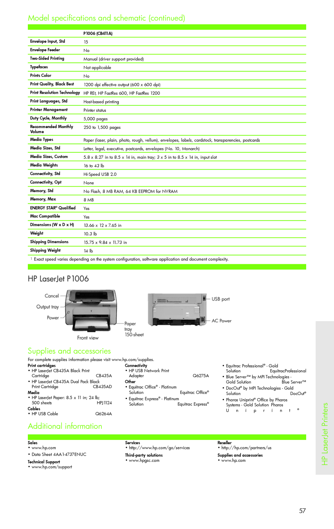 H-P Products PRO 8500 manual Printers Additional information, HP LaserJet 