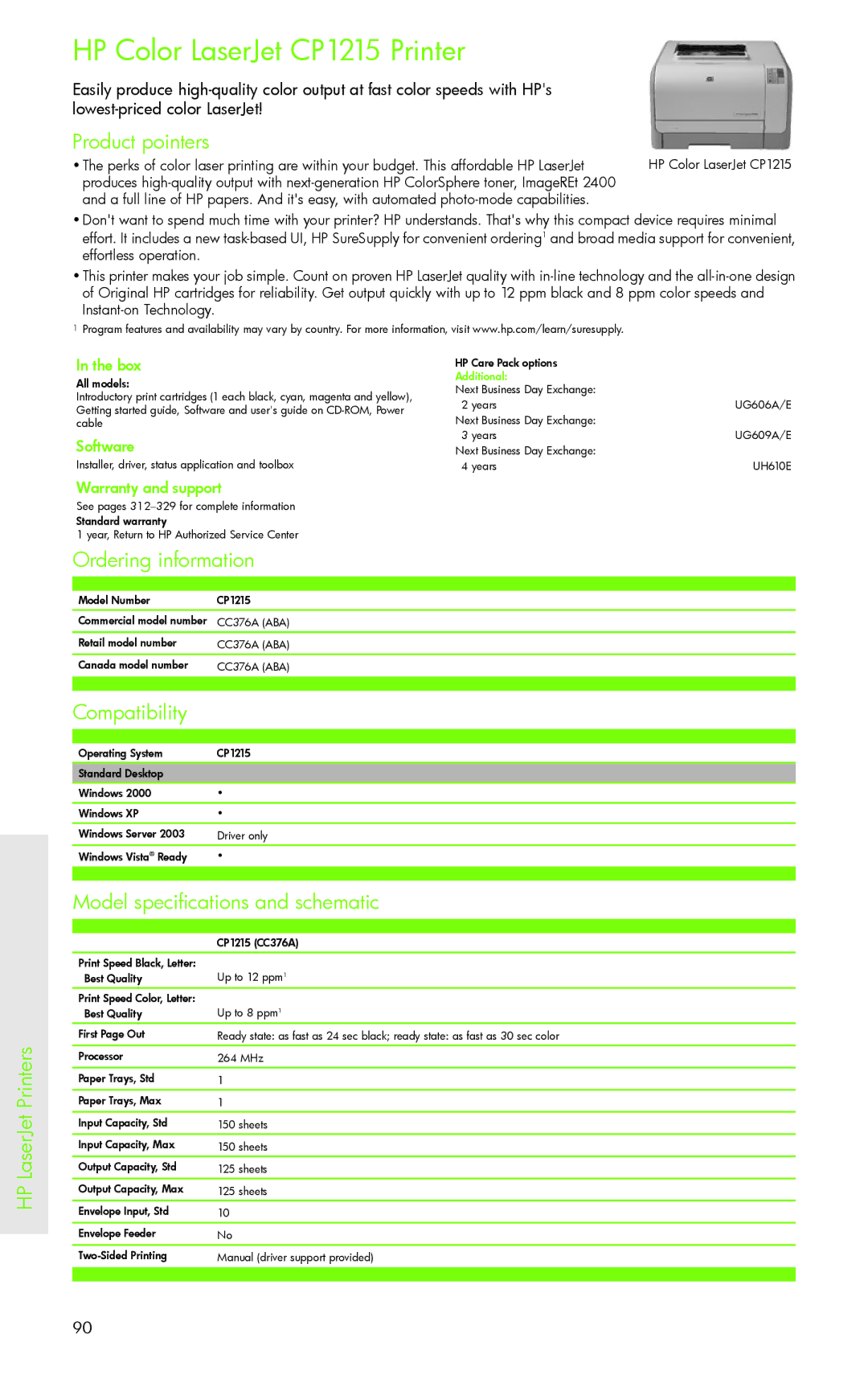 H-P Products PRO 8500 manual HP Color LaserJet CP1215 Printer, Product pointers 