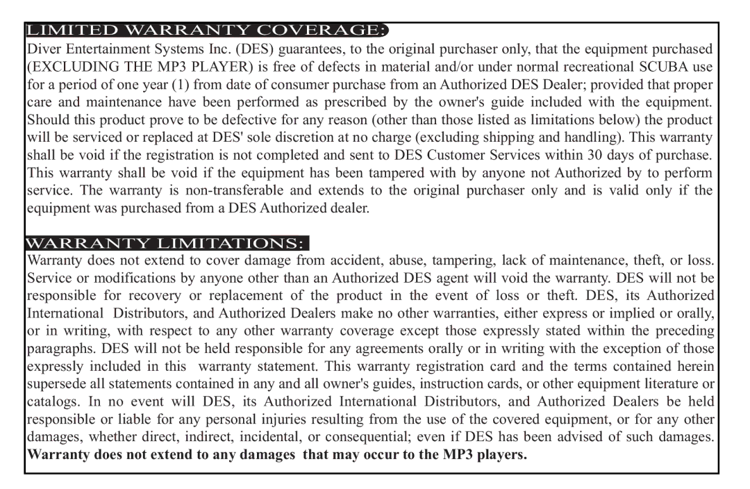 H2O Audio DV-i700, D2-1C1 instruction manual Limited Warranty Coverage, Warranty Limitations 