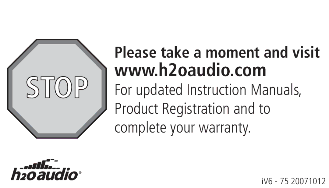 H2O Audio H2O Audio, S9-75 20070823 warranty Stop 