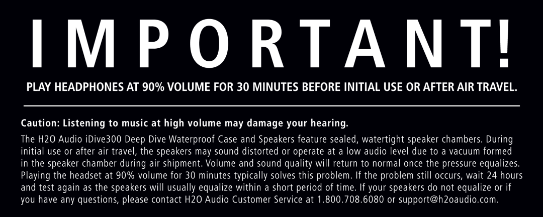 H2O Audio iDV1-75, iDV1-5A1 manual 