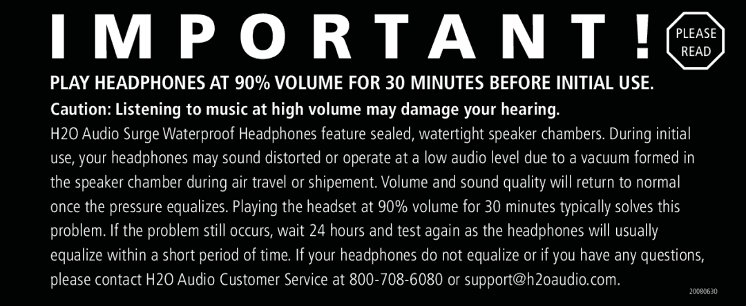 H2O Audio IE1-5A1 manual P O R T a N T ! Please 