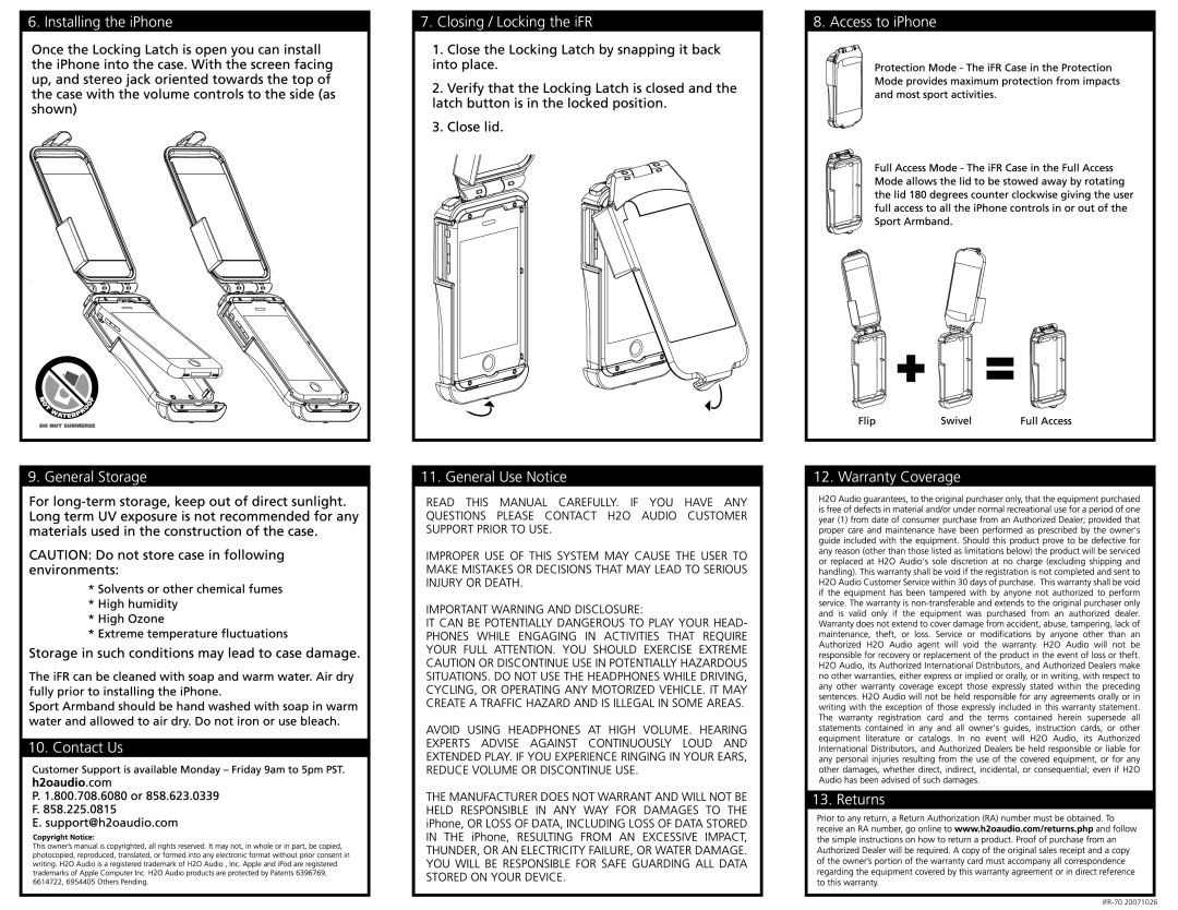 H2O Audio iFR-70, iFR-5A3 manual IFR-70 