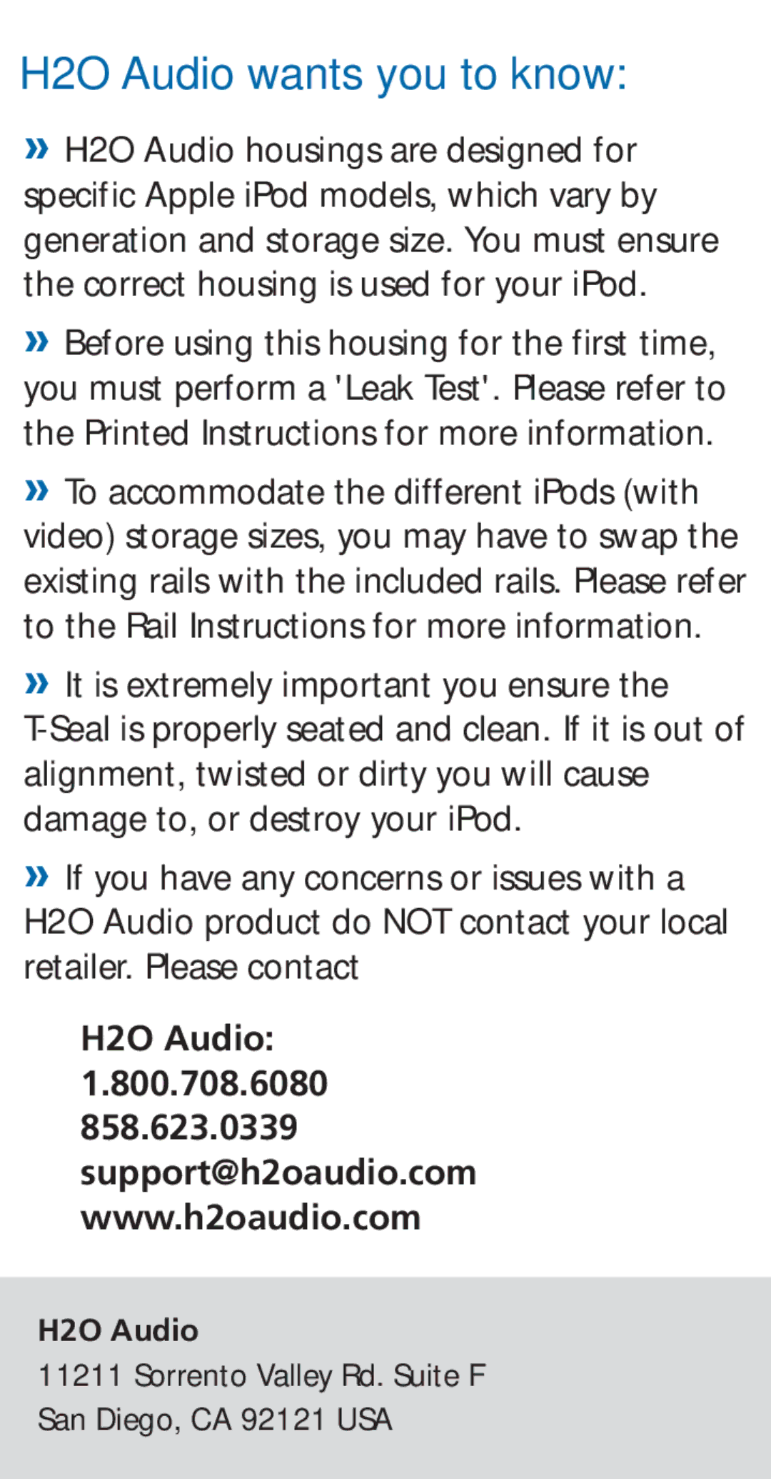 H2O Audio S5 warranty H2O Audio wants you to know 