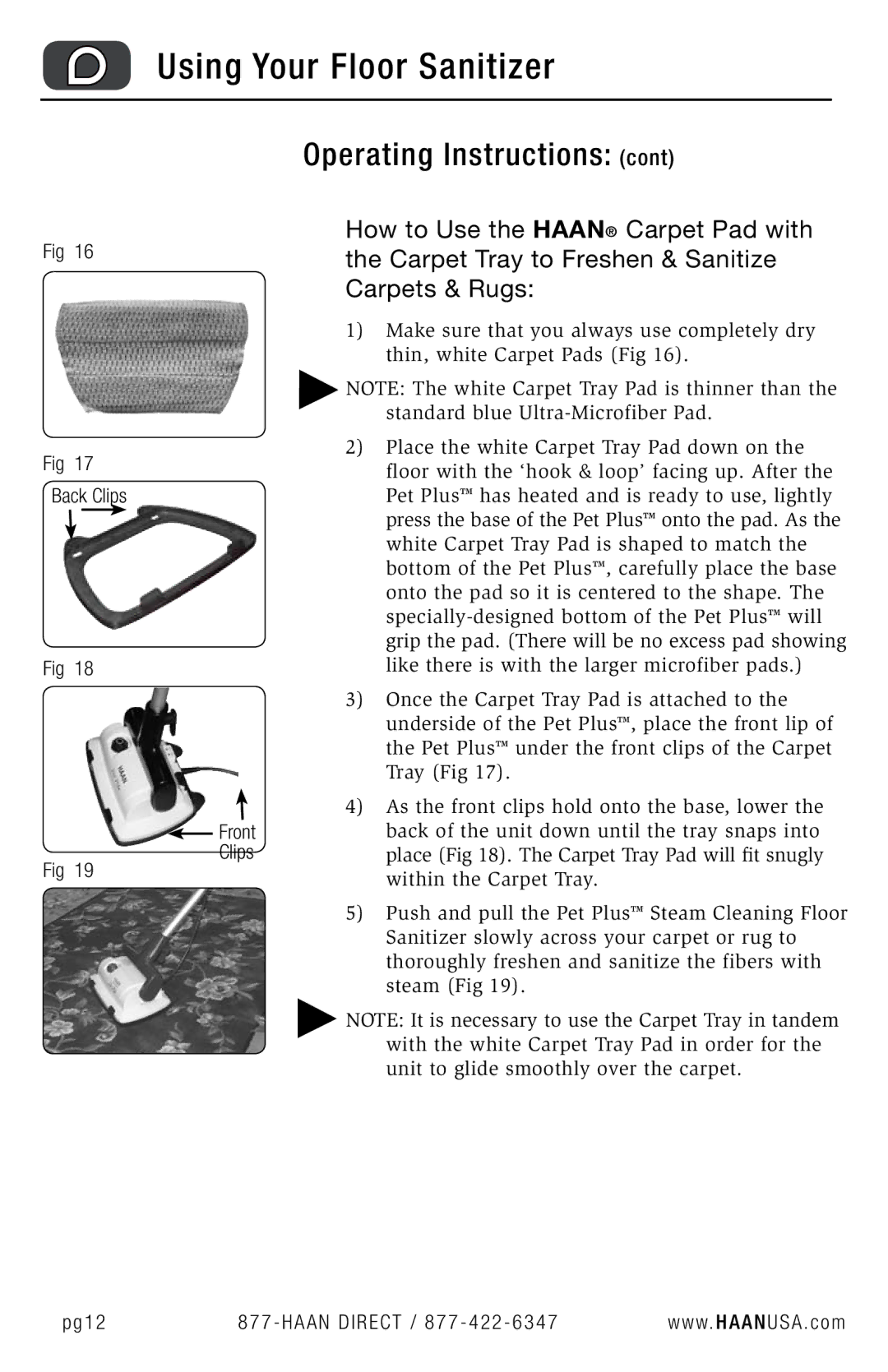 Haan FS-30P+ user manual Pg12 Haan Direct / 877 422 