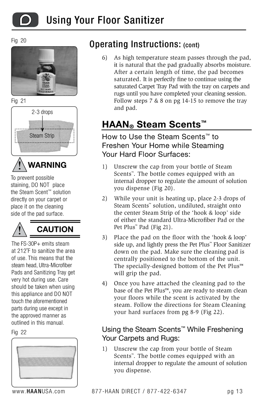 Haan FS-30P+ user manual Haan Steam Scents, Drops Steam Strip 