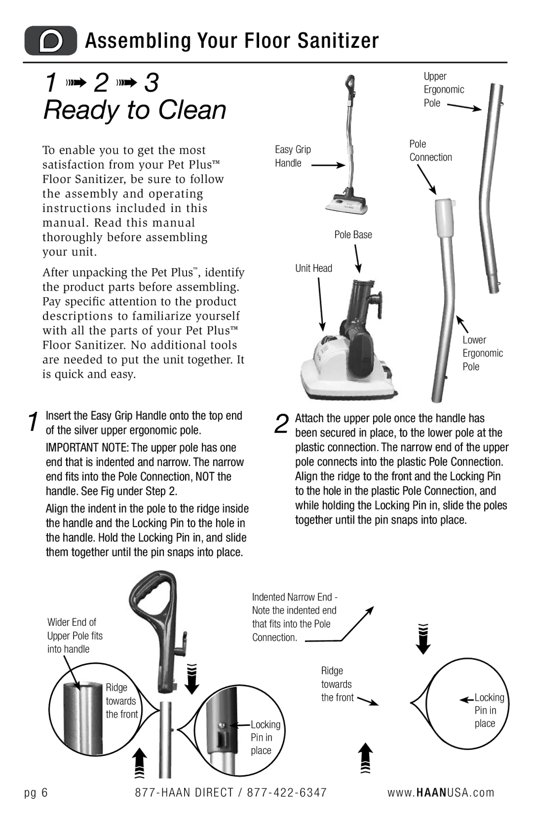 Haan FS-30P+ user manual Ready to Clean, Assembling Your Floor Sanitizer 