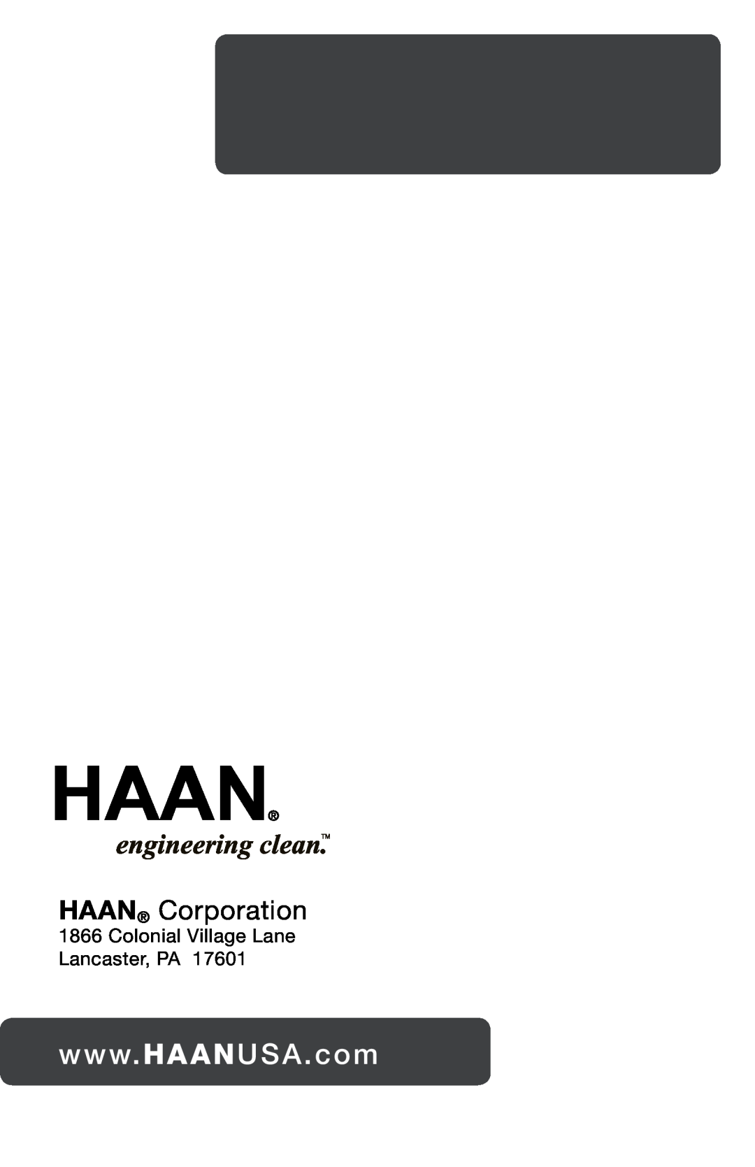 Haan FS-30P+ user manual HAAN Corporation, Colonial Village Lane Lancaster, PA 