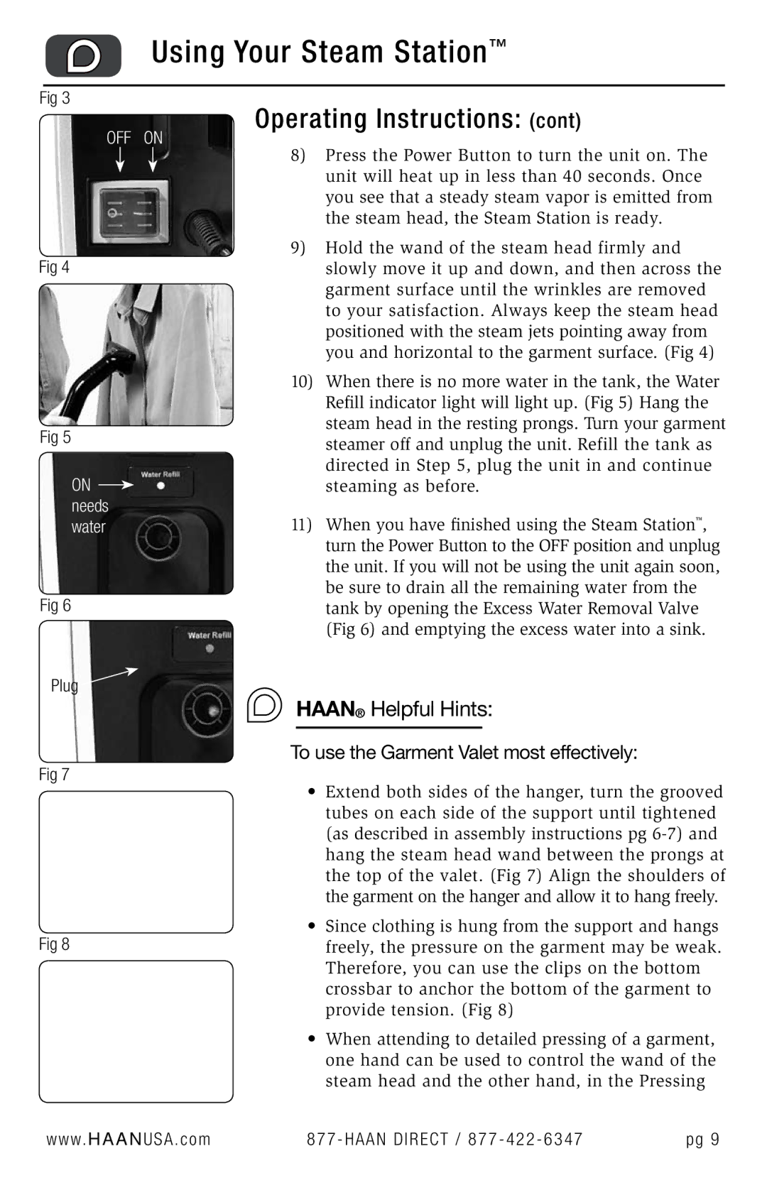 Haan GS-60 user manual Haan Helpful Hints, Plug 